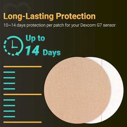 Amolyfe Dexcom G7 Overpatches, 20 Stück + 1 wiederverwendbare Schutzhülle, wasserdicht, atmungsaktiv, hautfreundlich, tan
