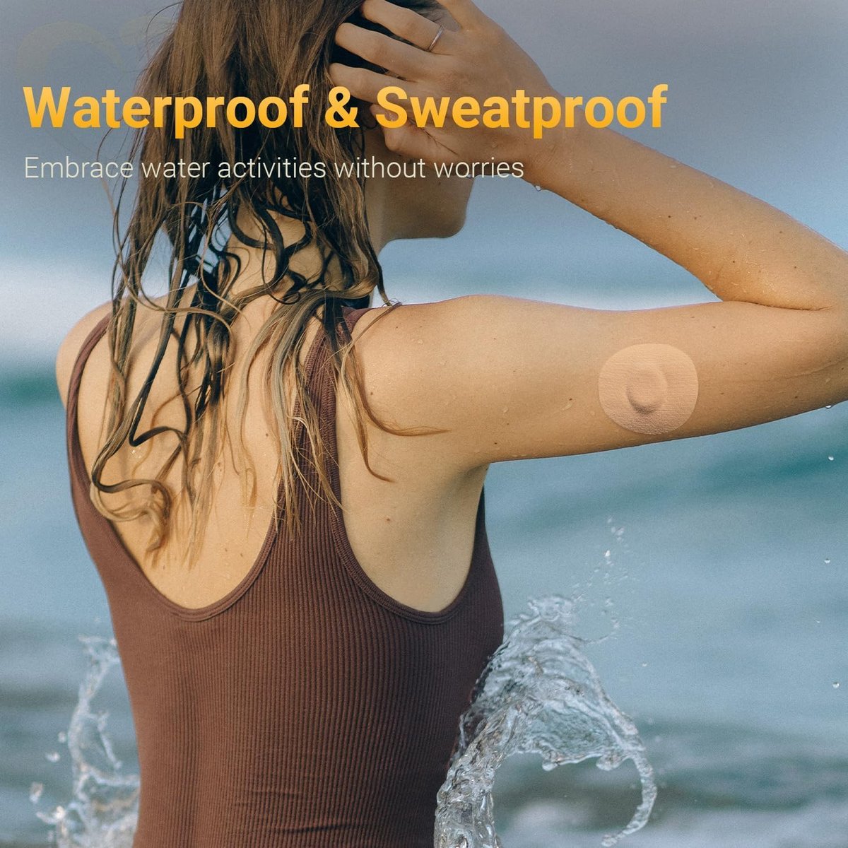 Amolyfe Dexcom G7 Overpatches, 20 Stück + 1 wiederverwendbare Schutzhülle, wasserdicht, atmungsaktiv, hautfreundlich, tan