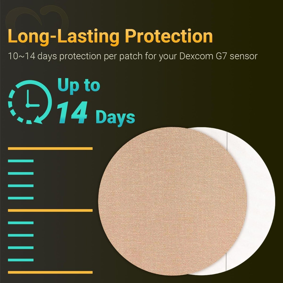 Amolyfe Dexcom G7 Overpatches, 20 Stück + 1 wiederverwendbare Schutzhülle, wasserdicht, atmungsaktiv, hautfreundlich, tan