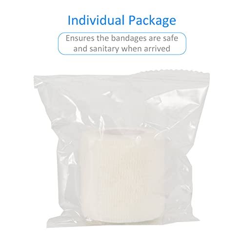 24er Pack Selbsthaftende Kohäsive Wickelverbände, Nicht gewebte elastische Binde, Sport-Tape, Erste-Hilfe-Bandage für Handgelenk, Knöchel, Haustier, 2 Zoll (Weiß)