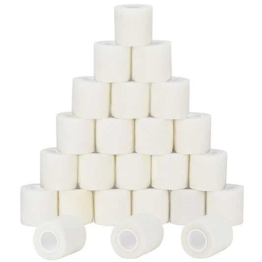 24er Pack Selbsthaftende Kohäsive Wickelverbände, Nicht gewebte elastische Binde, Sport-Tape, Erste-Hilfe-Bandage für Handgelenk, Knöchel, Haustier, 2 Zoll (Weiß)