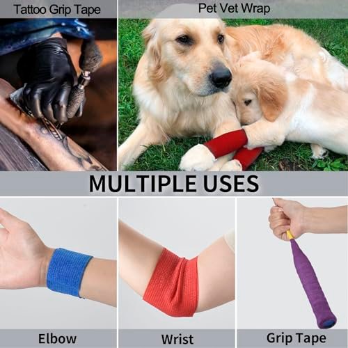 24er Pack Selbsthaftende Kohäsive Wickelverbände, Nicht gewebte elastische Binde, Sport-Tape, Erste-Hilfe-Bandage für Handgelenk, Knöchel, Haustier, 2 Zoll (Weiß)
