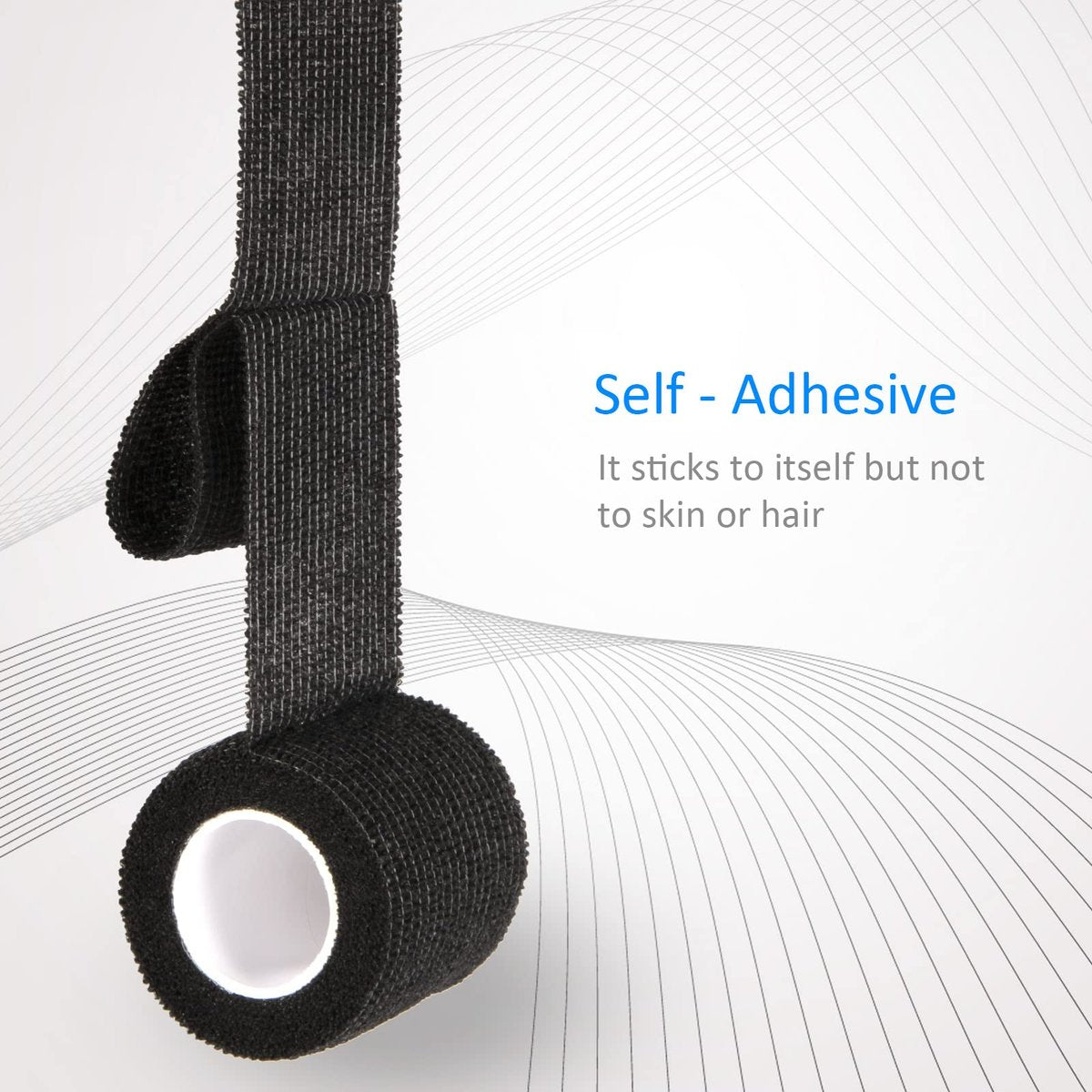 24er Pack Selbsthaftende Kohäsive Wickelverbände, Nicht gewebte Kohäsive Binde, Elastische Selbstklebende Bandage, Sport-Tape, Erste-Hilfe-Bandage für Handgelenk, Knöchel, Haustier, Pfotenwickel, 2 Zoll (Schwarz)