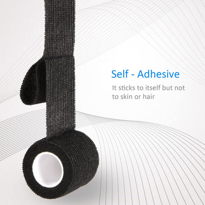 24er Pack Selbsthaftende Kohäsive Wickelverbände, Nicht gewebte Kohäsive Binde, Elastische Selbstklebende Bandage, Sport-Tape, Erste-Hilfe-Bandage für Handgelenk, Knöchel, Haustier, Pfotenwickel, 2 Zoll (Schwarz)