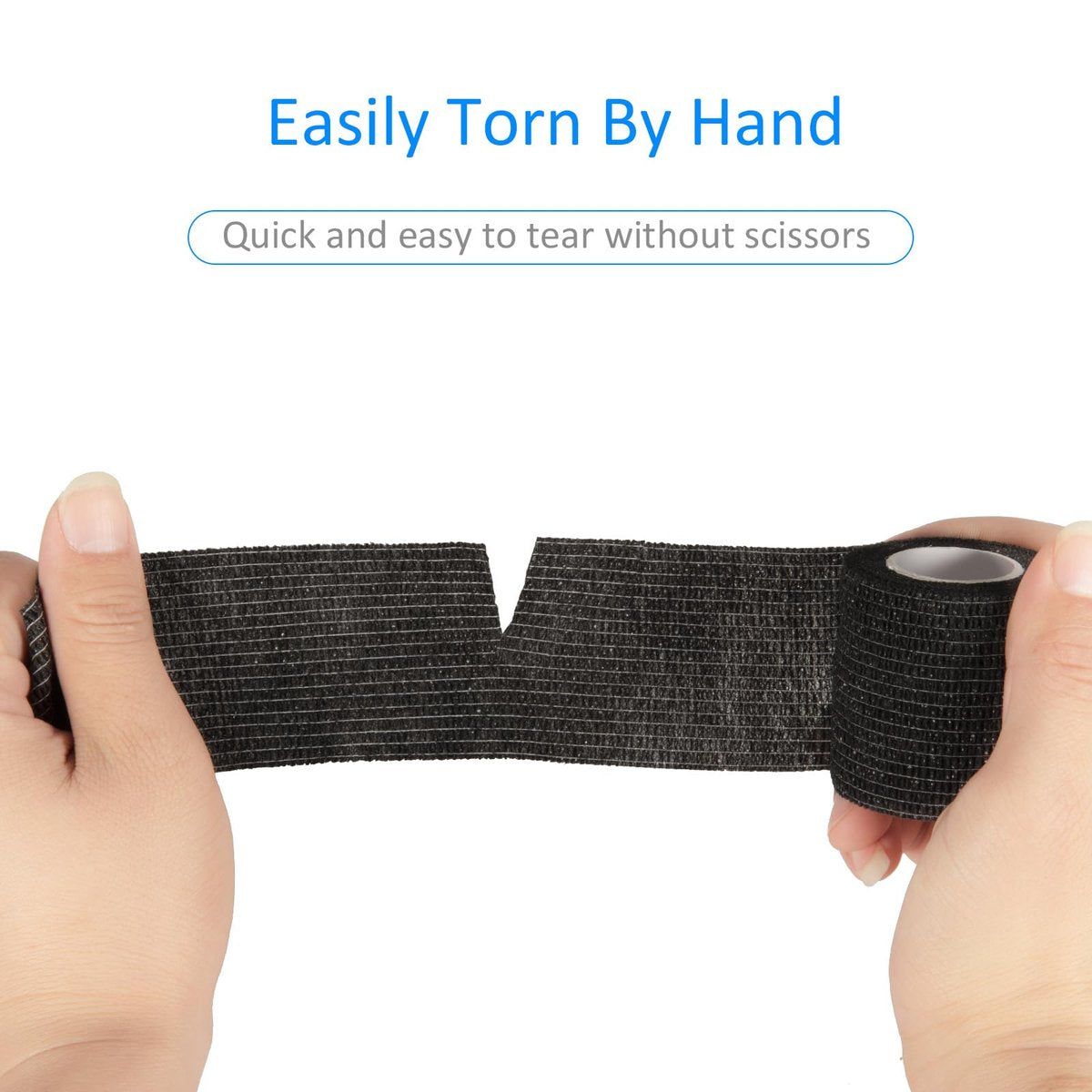 24er Pack Selbsthaftende Kohäsive Wickelverbände, Nicht gewebte Kohäsive Binde, Elastische Selbstklebende Bandage, Sport-Tape, Erste-Hilfe-Bandage für Handgelenk, Knöchel, Haustier, Pfotenwickel, 2 Zoll (Schwarz)