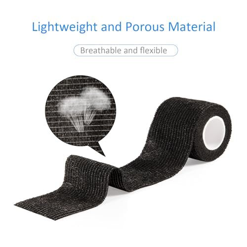 24er Pack Selbsthaftende Kohäsive Wickelverbände, Nicht gewebte Kohäsive Binde, Elastische Selbstklebende Bandage, Sport-Tape, Erste-Hilfe-Bandage für Handgelenk, Knöchel, Haustier, Pfotenwickel, 2 Zoll (Schwarz)