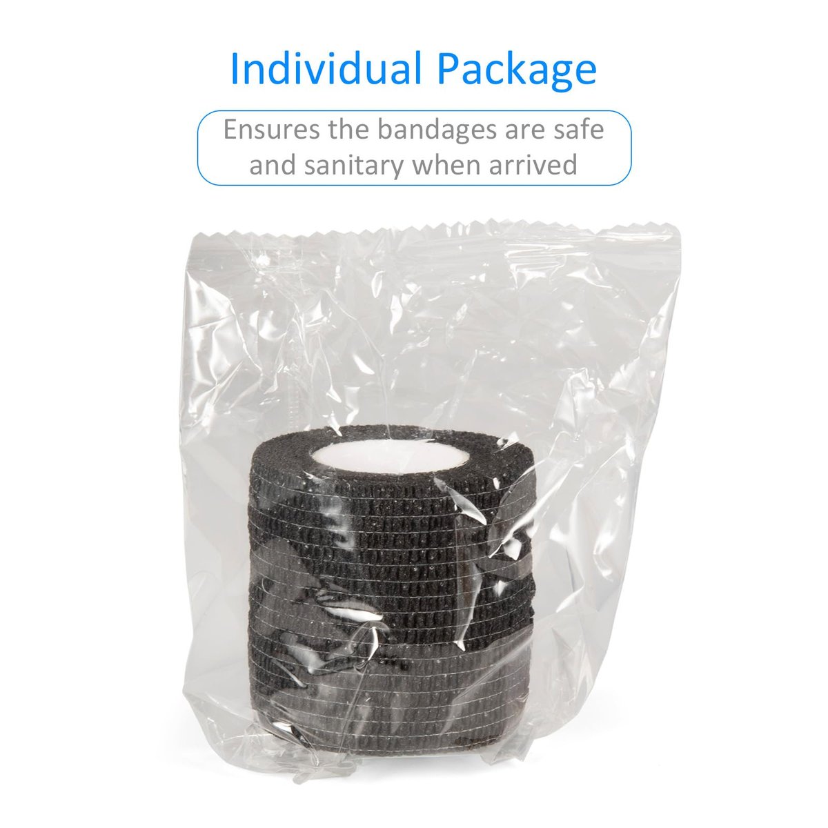 24er Pack Selbsthaftende Kohäsive Wickelverbände, Nicht gewebte Kohäsive Binde, Elastische Selbstklebende Bandage, Sport-Tape, Erste-Hilfe-Bandage für Handgelenk, Knöchel, Haustier, Pfotenwickel, 2 Zoll (Schwarz)