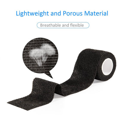 24er Pack Selbsthaftende Kohäsive Wickelverbände, Nicht gewebte Kohäsive Binde, Elastische Selbstklebende Bandage, Sport-Tape, Erste-Hilfe-Bandage für Handgelenk, Knöchel, Haustier, Pfotenwickel, 2 Zoll (Schwarz)