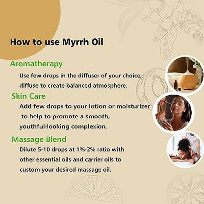 GM Gumili Weihrauch & Myrrhe Ätherisches Öl Set, 2 x 30 ml, 100 % reine unverdünnte ätherische Öle für Diffuser, Aromatherapie, Meditation & Hautpflege