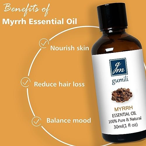 GM Gumili Weihrauch & Myrrhe Ätherisches Öl Set, 2 x 30 ml, 100 % reine unverdünnte ätherische Öle für Diffuser, Aromatherapie, Meditation & Hautpflege