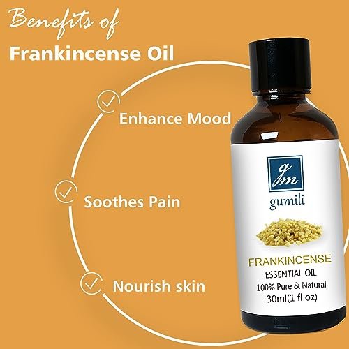 GM Gumili Weihrauch & Myrrhe Ätherisches Öl Set, 2 x 30 ml, 100 % reine unverdünnte ätherische Öle für Diffuser, Aromatherapie, Meditation & Hautpflege