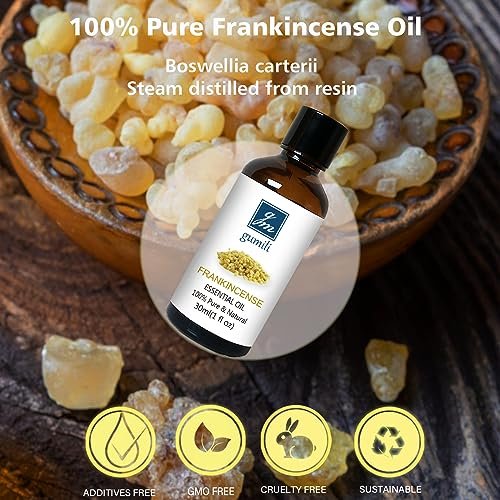 GM Gumili Weihrauch & Myrrhe Ätherisches Öl Set, 2 x 30 ml, 100 % reine unverdünnte ätherische Öle für Diffuser, Aromatherapie, Meditation & Hautpflege