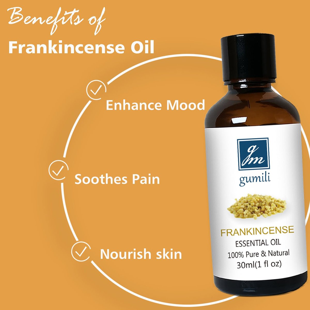 GM Gumili Weihrauch & Myrrhe Ätherisches Öl Set, 2 x 30 ml, 100 % reine unverdünnte ätherische Öle für Diffuser, Aromatherapie, Meditation & Hautpflege