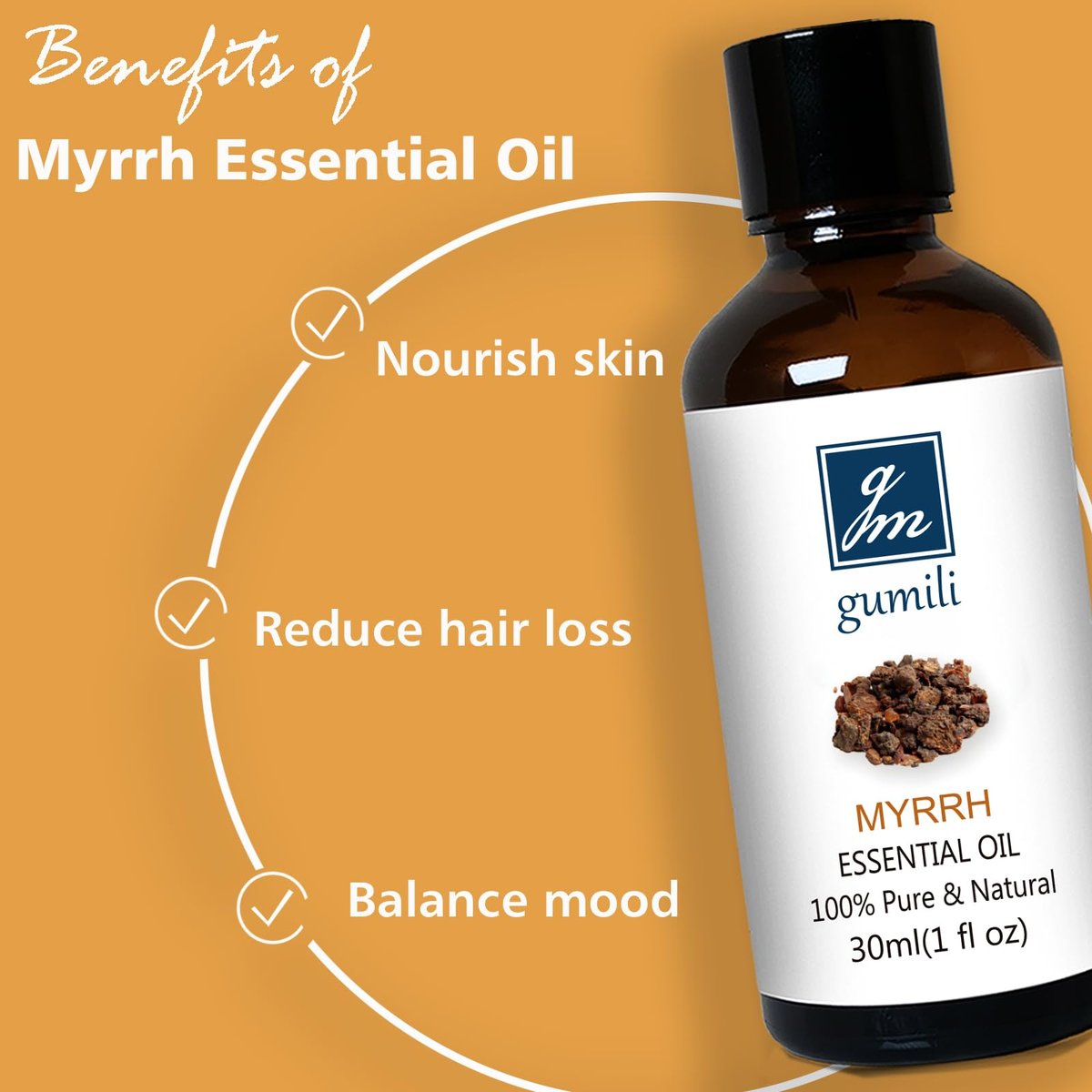 GM Gumili Weihrauch & Myrrhe Ätherisches Öl Set, 2 x 30 ml, 100 % reine unverdünnte ätherische Öle für Diffuser, Aromatherapie, Meditation & Hautpflege
