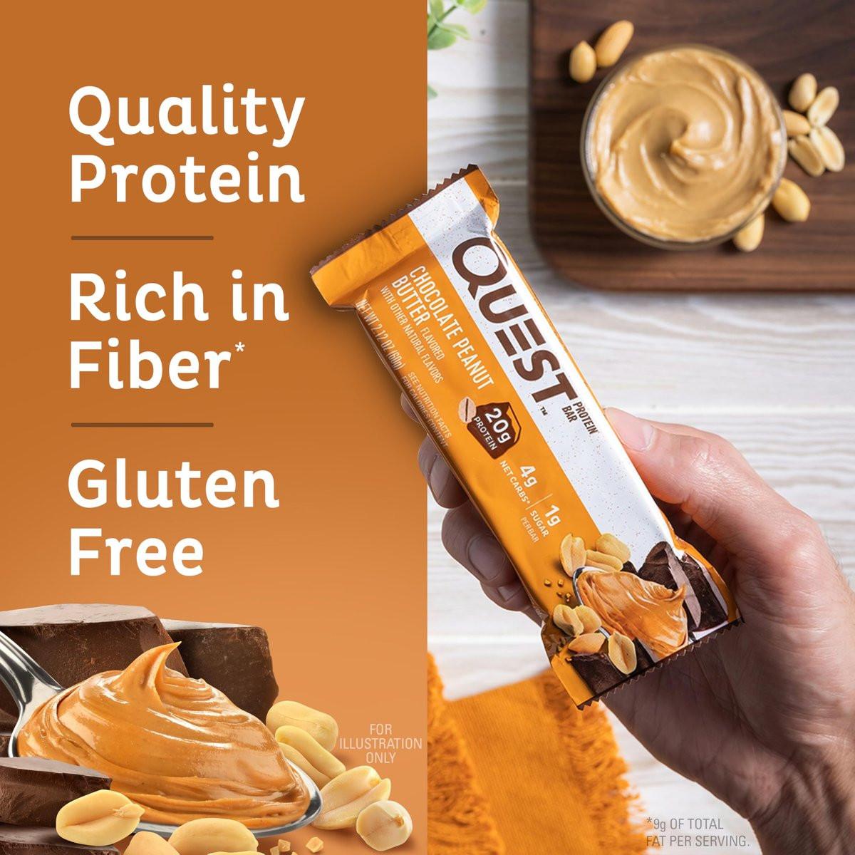 Quest Nutrition Proteinriegel Schokolade Erdnussbutter – 20g Protein, 1g Zucker, 5g Netto-Kohlenhydrate, glutenfrei, keto-freundlich, 4er Pack