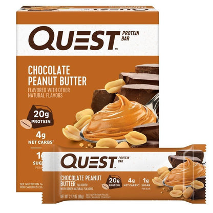 Quest Nutrition Proteinriegel Schokolade Erdnussbutter – 20g Protein, 1g Zucker, 5g Netto-Kohlenhydrate, glutenfrei, keto-freundlich, 4er Pack