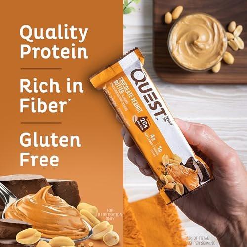 Quest Nutrition Proteinriegel Schokolade Erdnussbutter – 20g Protein, 1g Zucker, 5g Netto-Kohlenhydrate, glutenfrei, keto-freundlich, 4er Pack