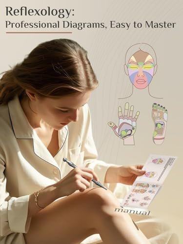 Rena Chris Akupunktur-Stift und Gua Sha Set – Manuelle Reflexzonenwerkzeuge zur Linderung von Muskelverspannungen und Schmerzen, Akupressurstift und Edelstahl-Gua Sha Set mit Reflexzonenkarte, einfach zu verwenden