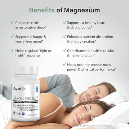 Organixx Magnesium Kapseln – Natürliches Magnesium für Schlafunterstützung & Muskelregeneration mit Vitamin B6 & Mangan – Hochabsorbierend, Vegan, Non-GMO (30 Kapseln)