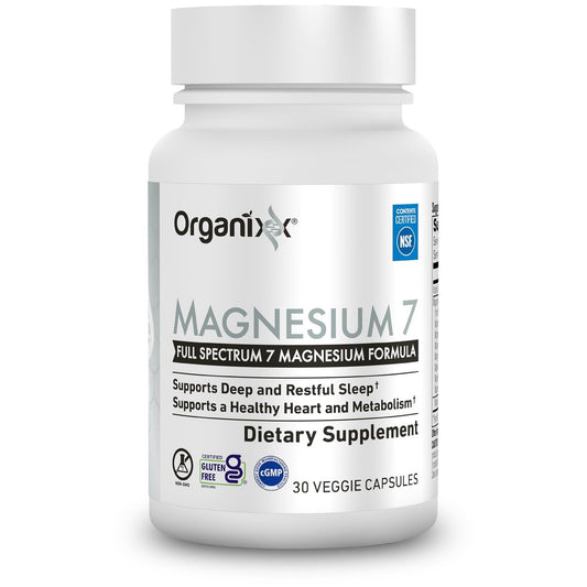 Organixx Magnesium Kapseln – Natürliches Magnesium für Schlafunterstützung & Muskelregeneration mit Vitamin B6 & Mangan – Hochabsorbierend, Vegan, Non-GMO (30 Kapseln)