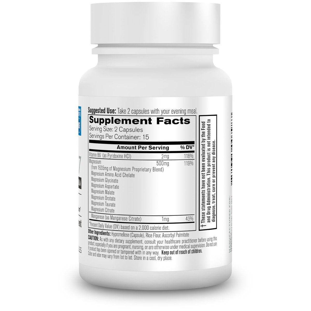 Organixx Magnesium Kapseln – Natürliches Magnesium für Schlafunterstützung & Muskelregeneration mit Vitamin B6 & Mangan – Hochabsorbierend, Vegan, Non-GMO (30 Kapseln)