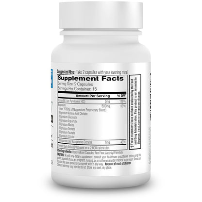Organixx Magnesium Kapseln – Natürliches Magnesium für Schlafunterstützung & Muskelregeneration mit Vitamin B6 & Mangan – Hochabsorbierend, Vegan, Non-GMO (30 Kapseln)