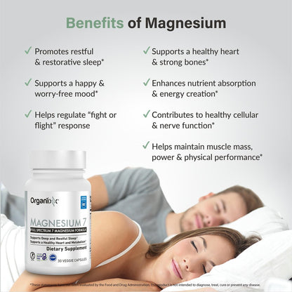 Organixx Magnesium Kapseln – Natürliches Magnesium für Schlafunterstützung & Muskelregeneration mit Vitamin B6 & Mangan – Hochabsorbierend, Vegan, Non-GMO (30 Kapseln)