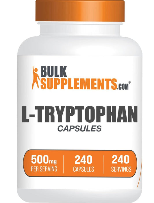 BulkSupplements.com L-Tryptophan Kapseln - Tryptophan Supplement, 500 mg pro Kapsel - Aminosäure-Präparat, glutenfrei - 240 Kapseln (1 Packung)
