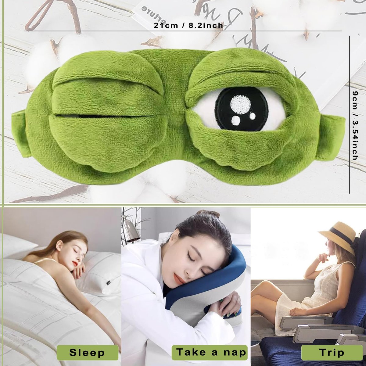 2er-Pack Schlafmaske für Frauen und Kinder – Lustige Frosch-Augenmaske aus weicher Baumwolle für erholsamen Schlaf, Reisen und Yoga – Lichtblockierend, hautfreundlich