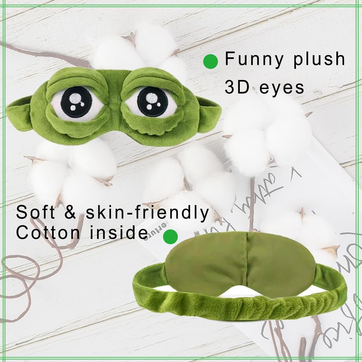 2er-Pack Schlafmaske für Frauen und Kinder – Lustige Frosch-Augenmaske aus weicher Baumwolle für erholsamen Schlaf, Reisen und Yoga – Lichtblockierend, hautfreundlich
