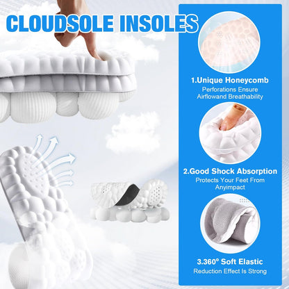 Konenbra 4D Einlegesohlen - Superweiche, ultrakomfortable 4D-Cloud-Technologie für Fuß- und Gelenkunterstützung, Akupressur-Massageeinlage (Schwarz, US 8-9)