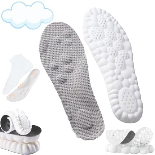 4D Cloud Technology Einlegesohlen – Superweiche, ultrakomfortable Schuheinlagen mit Akupressur-Massage für Fuß- und Gelenkunterstützung (11-12, Grau)