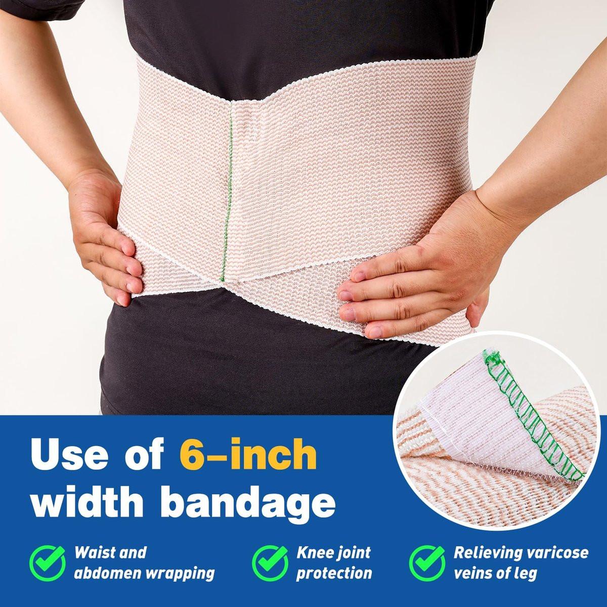 AZEN Premium 8er-Pack elastische Bandagen (2x2", 2x3", 2x4", 2x6") – Kompressionswickel für Beine, Knöchel, Knie, Bauch, Körper, latexfrei, Lymphödem-Wickel