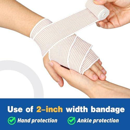 AZEN Premium 8er-Pack elastische Bandagen (2x2", 2x3", 2x4", 2x6") – Kompressionswickel für Beine, Knöchel, Knie, Bauch, Körper, latexfrei, Lymphödem-Wickel