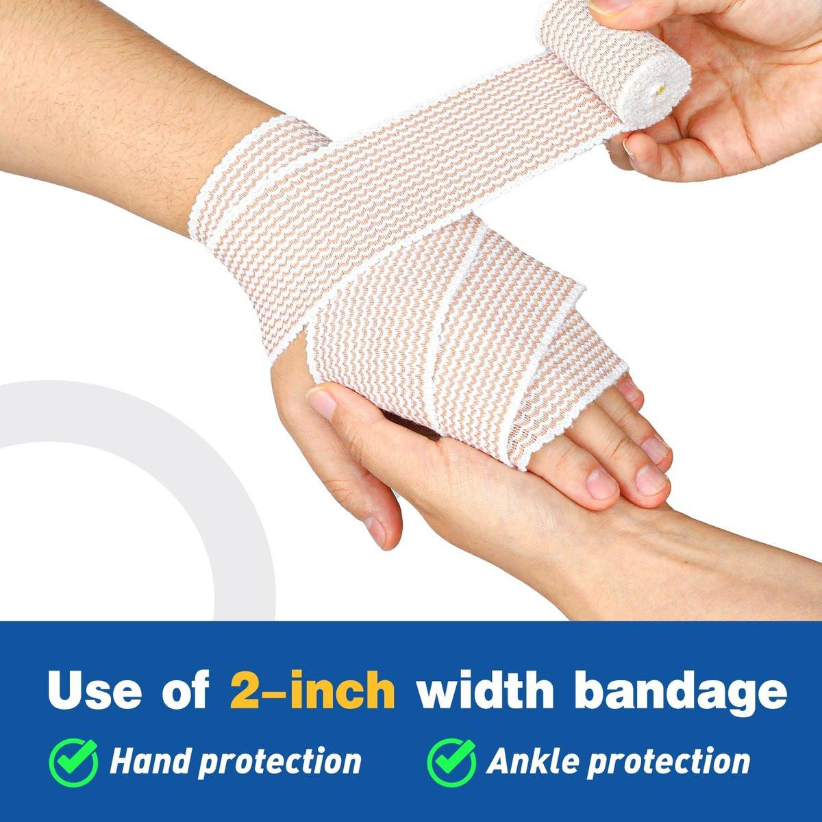 AZEN Premium 8er-Pack elastische Bandagen (2x2", 2x3", 2x4", 2x6") – Kompressionswickel für Beine, Knöchel, Knie, Bauch, Körper, latexfrei, Lymphödem-Wickel
