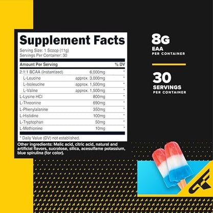 Primaforce EAA Pulver (30 Portionen, Rocket Pop Geschmack) – Essentielle Aminosäuren für Pre/Intra-Workout und Erholung – Nicht-GVO und Glutenfrei