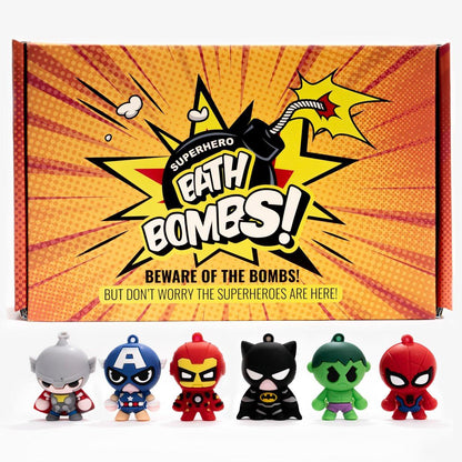 COSMETICS STORIES Superhelden Badebomben für Kinder mit Überraschung im Inneren - Organisch, Sanft und Sauberer Badespaß - Lebendige Farben und Tolle Düfte - Tolles Geschenk für Superhelden-Fans