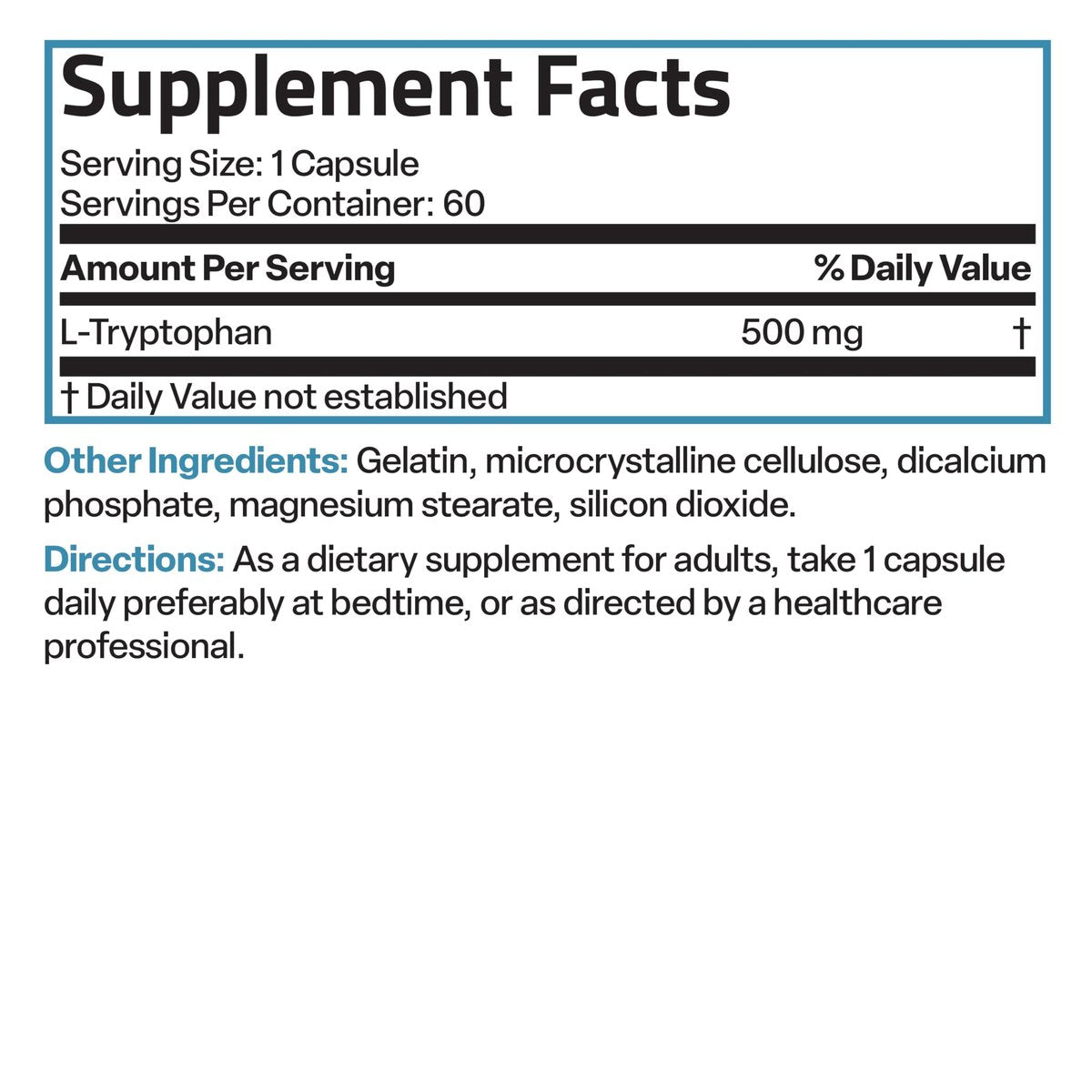 Bronson L-Tryptophan 500 mg – Hochdosierte essentielle Aminosäure für Entspannung & positive Stimmung, 60 Kapseln