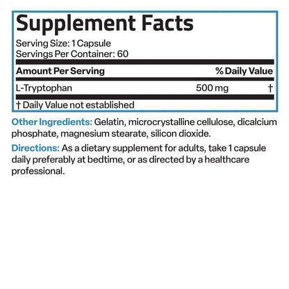 Bronson L-Tryptophan 500 mg – Hochdosierte essentielle Aminosäure für Entspannung & positive Stimmung, 60 Kapseln