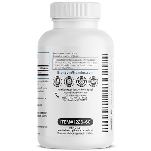 Bronson L-Tryptophan 500 mg – Hochdosierte essentielle Aminosäure für Entspannung & positive Stimmung, 60 Kapseln