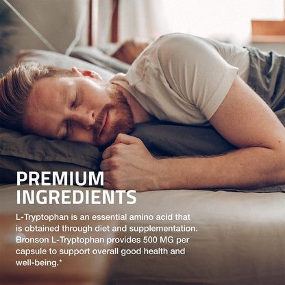 Bronson L-Tryptophan 500 mg – Hochdosierte essentielle Aminosäure für Entspannung & positive Stimmung, 60 Kapseln