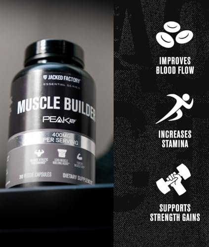 Jacked Factory Essentials Muscle Builder – ATP-Booster für Muskelaufbau & Leistungssteigerung, 30 Kapseln
