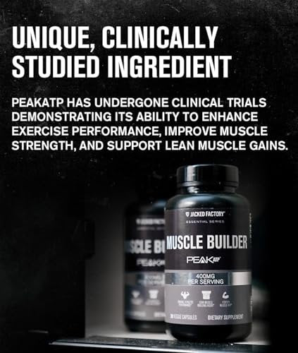 Jacked Factory Essentials Muscle Builder – ATP-Booster für Muskelaufbau & Leistungssteigerung, 30 Kapseln
