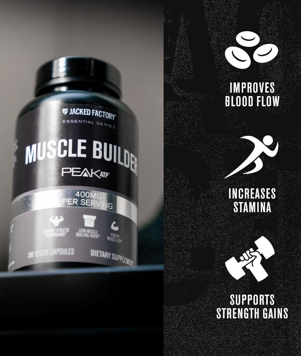 Jacked Factory Essentials Muscle Builder – ATP-Booster für Muskelaufbau & Leistungssteigerung, 30 Kapseln