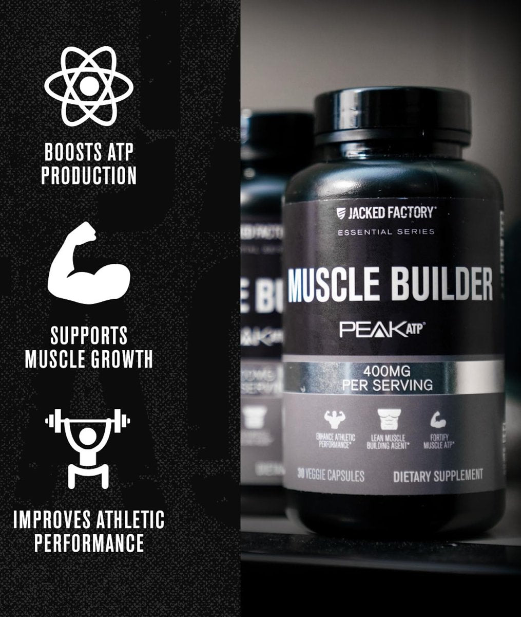 Jacked Factory Essentials Muscle Builder – ATP-Booster für Muskelaufbau & Leistungssteigerung, 30 Kapseln