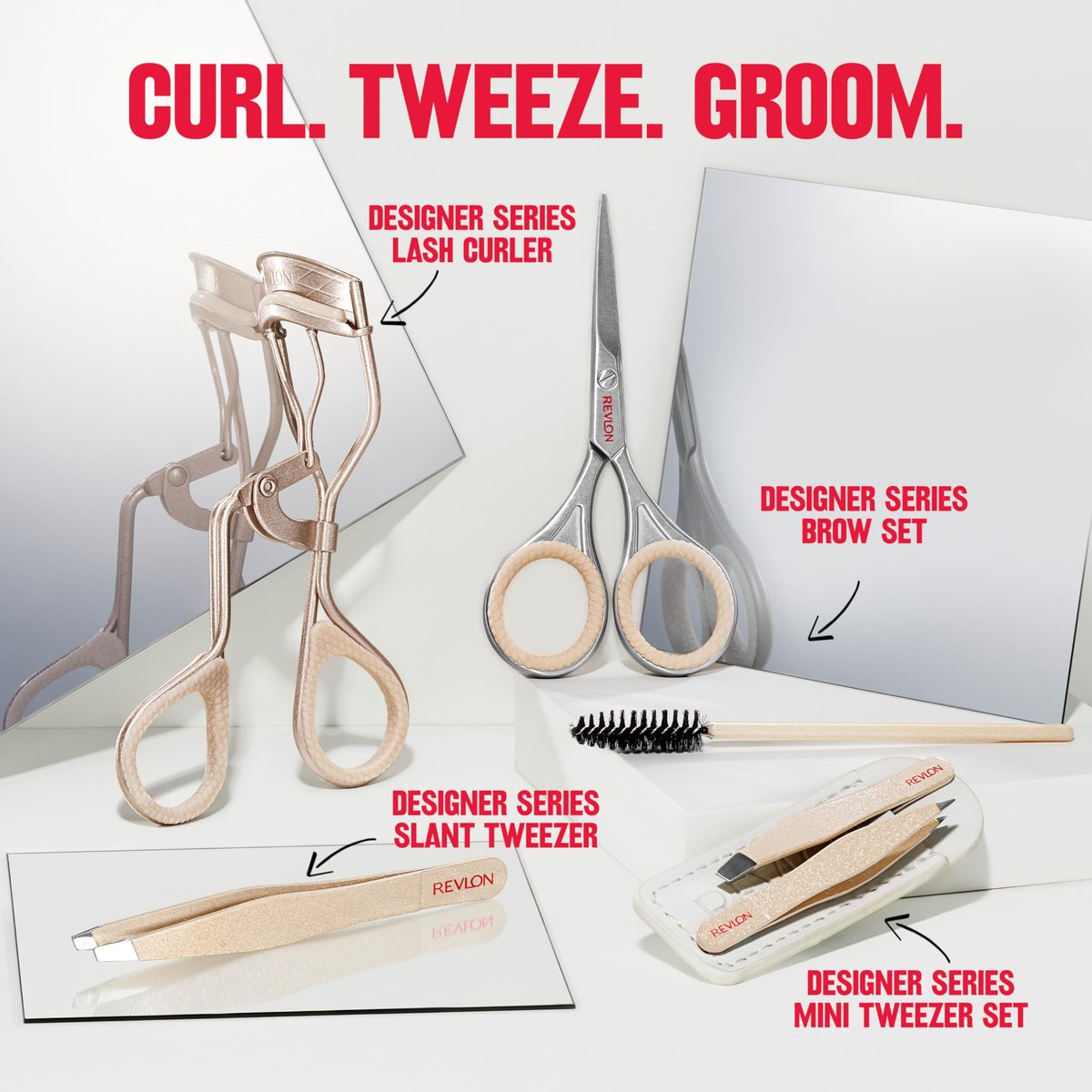 Revlon Designer Series Brow Set – Augenbrauen-Trimm- und Formset mit Schere und Spoolie-Bürste, für zu Hause und unterwegs
