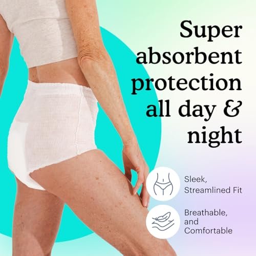 Because Inkontinenzunterwäsche für empfindliche Haut - Damen - Premium Nachtwindeln, geruchshemmend - Weiß, Large - Saugt 6 Tassen - 14 Stück (1er Pack)