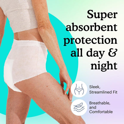 Because Inkontinenzunterwäsche für empfindliche Haut - Damen - Premium Nachtwindeln, geruchshemmend - Weiß, Large - Saugt 6 Tassen - 14 Stück (1er Pack)