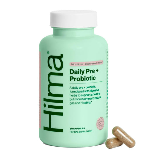 Hilma Prä- und Probiotikum mit Kräutern – Unterstützt die Darmgesundheit mit Präbiotika und Probiotika, plus Blähungen und Völlegefühl Linderung für Frauen & Männer, 60 vegane Kapseln
