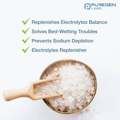 Puregen Labs Natriumchlorid-Tabletten 1 g (1000 mg), USP | (15,4 gr.) | 100 Stück | Normale Salztabletten | Elektrolyt-Auffüller für Hydratation